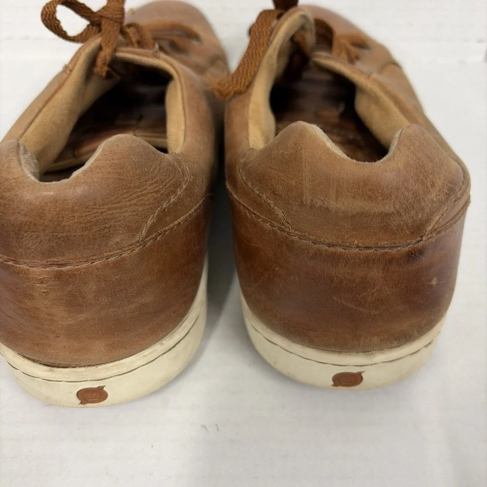 Born Mens 12M Brown Leather Lace Up Casual Sneakers Comfort Shoes BM0007-406 T17